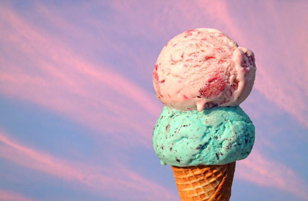 Glacé avec de la glace carbonique